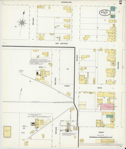 Sanborn Fire Insurance Map from Runge, Karnes County, Texas (1907), Sheet #0002 - Complete Map Set gallery image, historic Sanborn map, vintage wall art, Texas Texas
