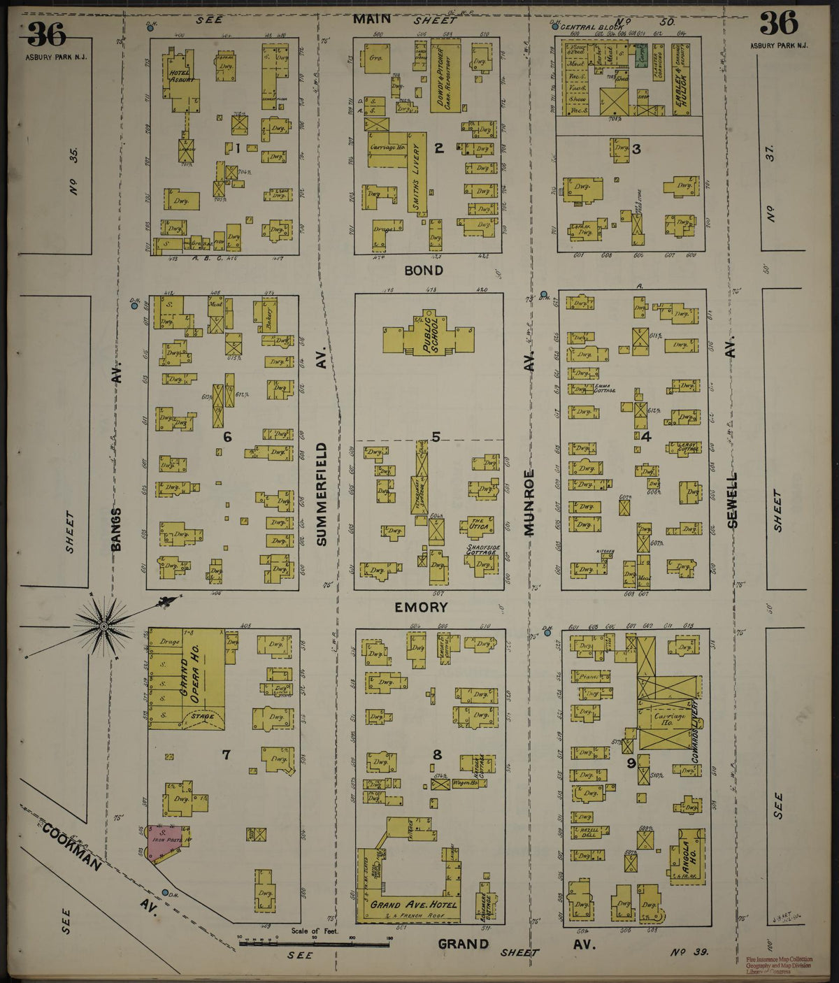 Sanborn Fire Insurance Map from New Jersey Coast, New Jersey Coast, New Jersey (1890), Sheet #0036 - Complete Map Set gallery image, historic Sanborn map, vintage wall art, New Jersey Coast New Jersey