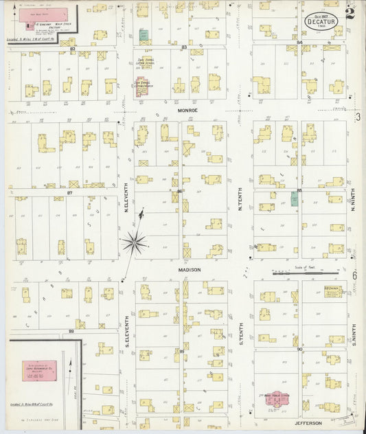 Sanborn Fire Insurance Map from Decatur, Adams County, Indiana (1907), Sheet #0002 - Historic Sanborn Fire Insurance Map Print, vintage old map wall art, antique decor, genealogy gift, Indiana Indiana map