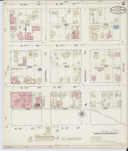 Sanborn Fire Insurance Map from Cheyenne, Laramie County, Wyoming (1886), Sheet #0002 - Complete Map Set gallery image, historic Sanborn map, vintage wall art, Wyoming Wyoming