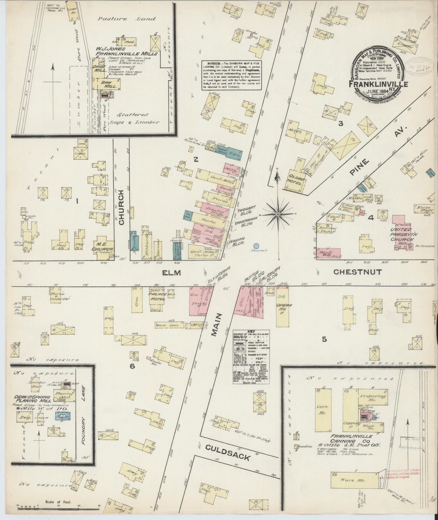 Sanborn Fire Insurance Map from Franklinville, Cattaraugus County, New York. (1884) – Historic Sanborn Fire Insurance Map Print