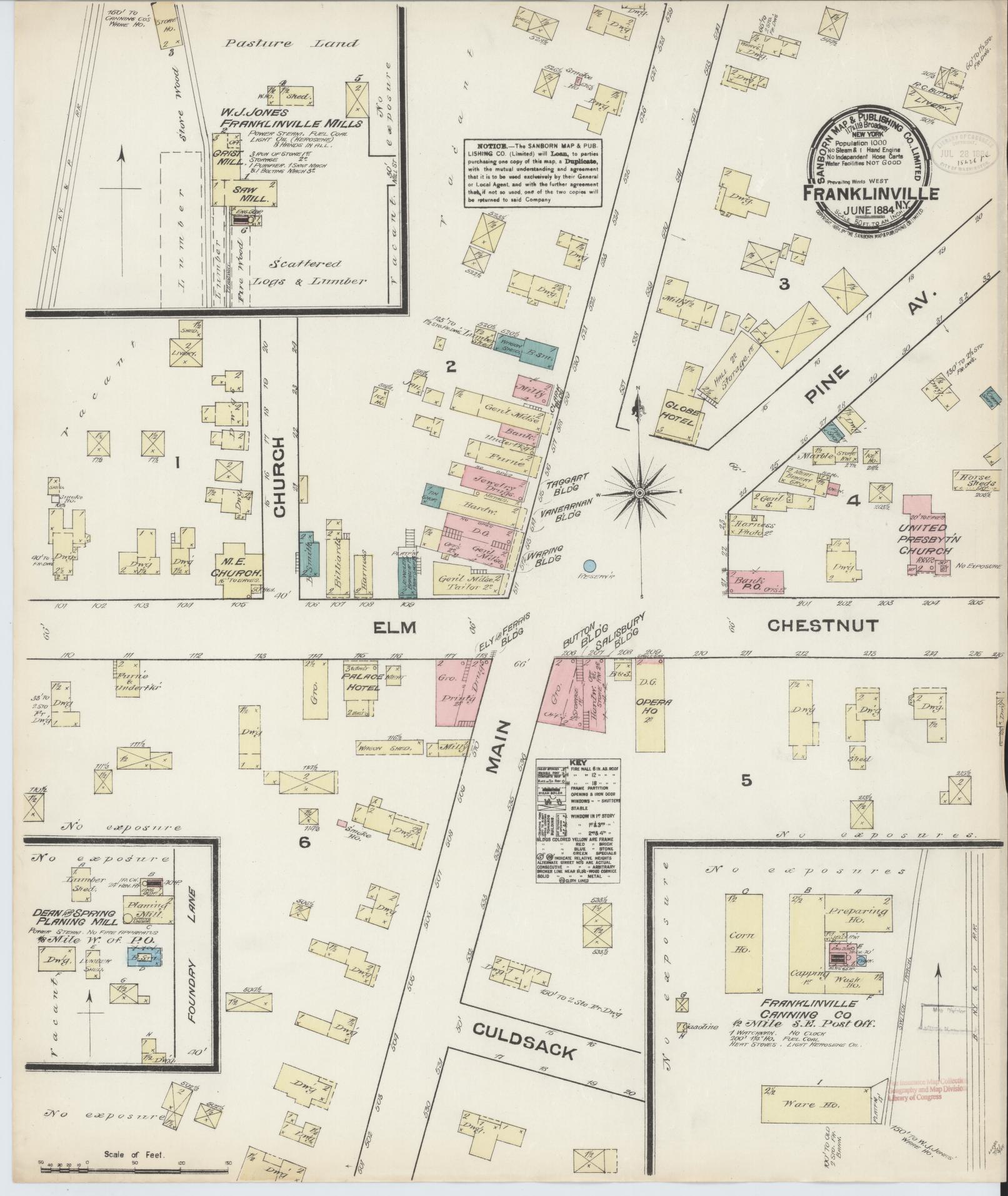 Sanborn Fire Insurance Map from Franklinville, Cattaraugus County, New York. (1884) – Historic Sanborn Fire Insurance Map Print