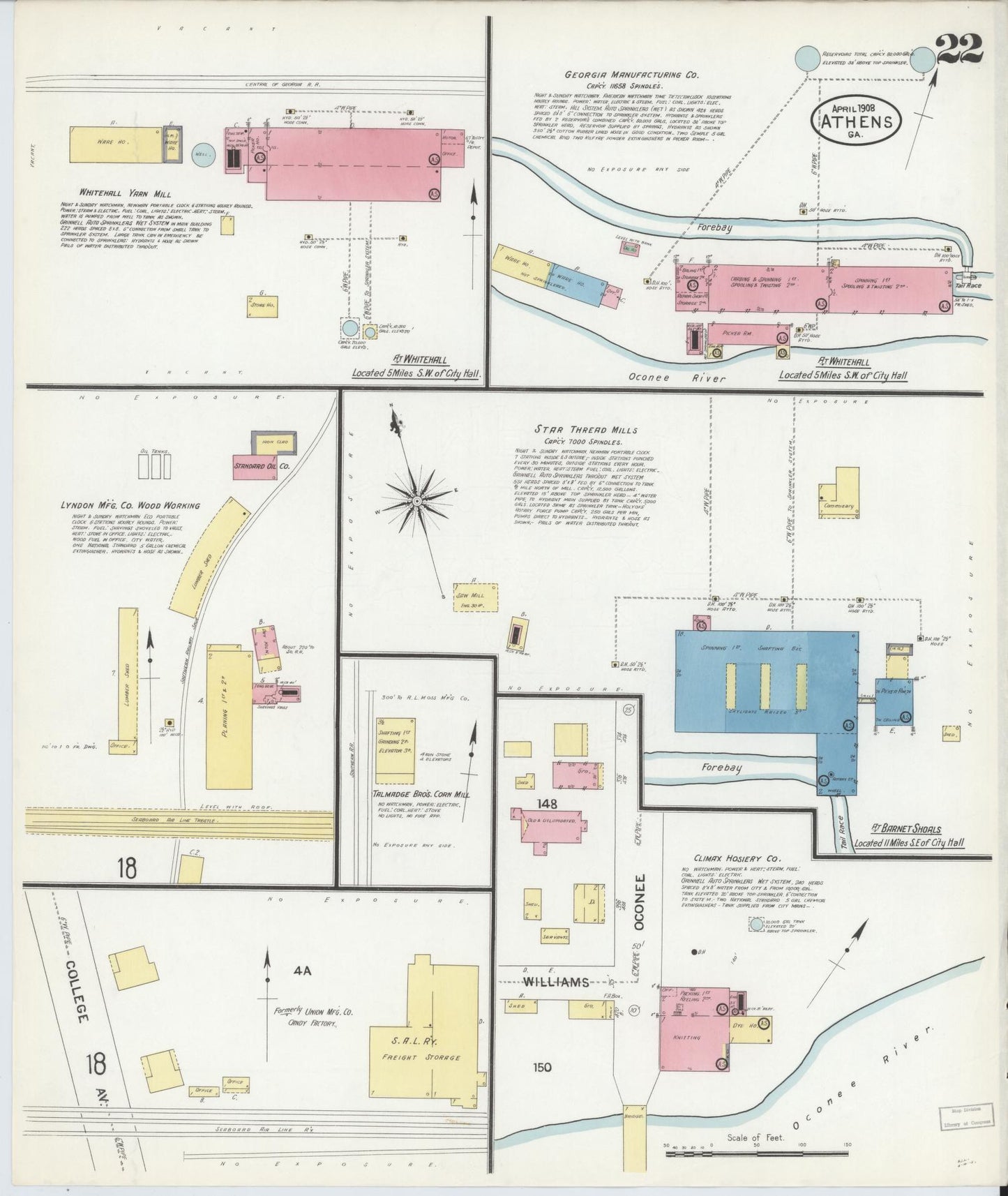 Sanborn Fire Insurance Map from Athens, Clarke County, Georgia (1908), Sheet #0022 - Historic Sanborn Fire Insurance Map Print, vintage old map wall art, antique decor, genealogy gift, Georgia Georgia map