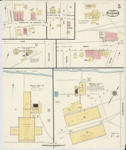 Sanborn Fire Insurance Map from Hickman, Fulton County, Kentucky (1917), Sheet #0005 - Historic Sanborn Fire Insurance Map Print, vintage old map wall art, antique decor, genealogy gift, Kentucky Kentucky map