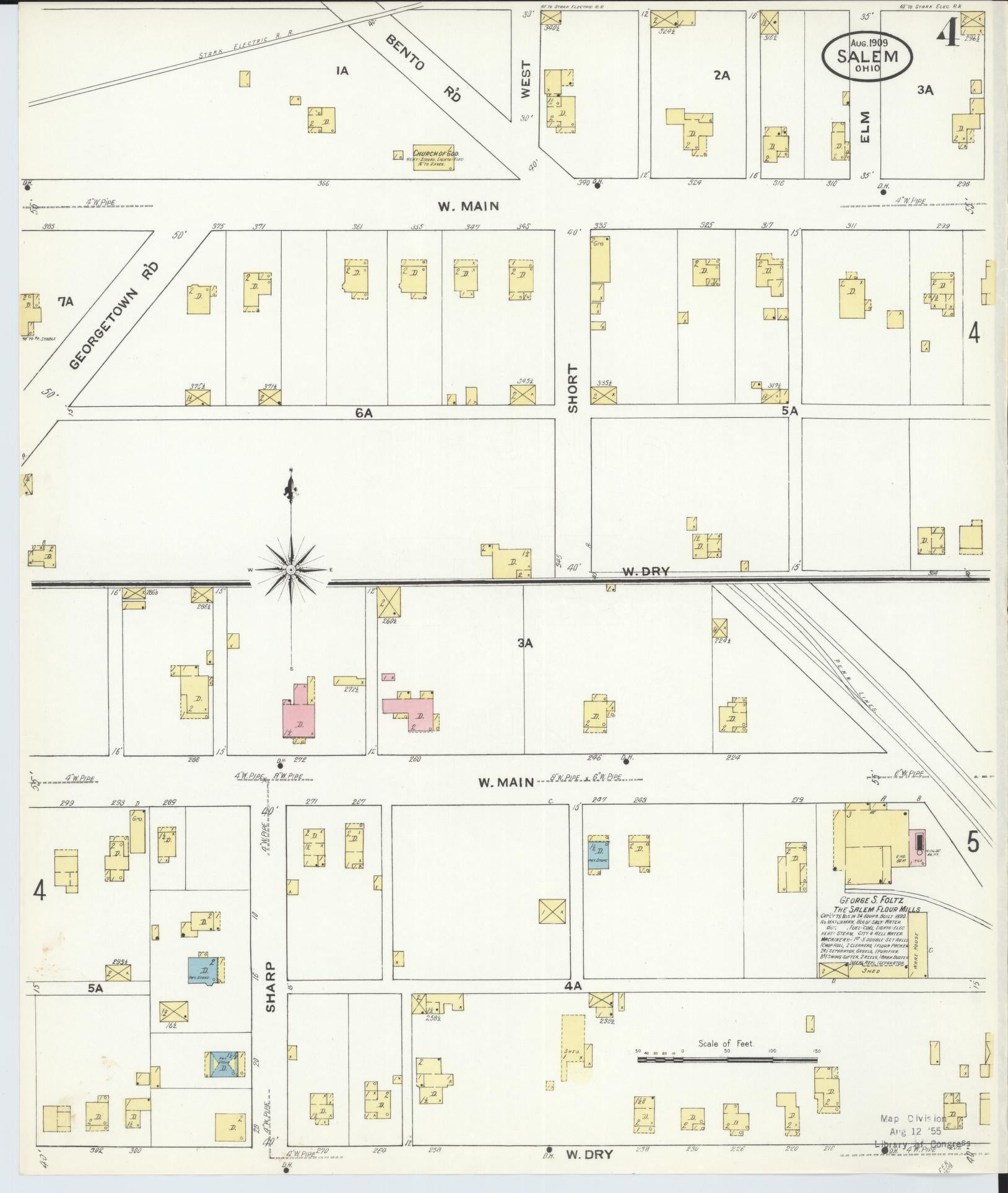 Sanborn Fire Insurance Map from Salem, Columbiana County, Ohio (1909), Sheet #0004 - Complete Map Set gallery image, historic Sanborn map, vintage wall art, Ohio Ohio