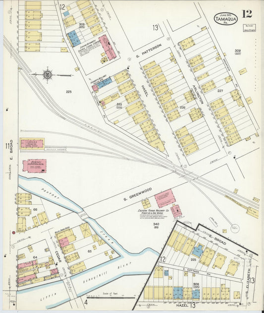 Sanborn Fire Insurance Map from Tamaqua, Schuylkill County, Pennsylvania (1915), Sheet #0012 - Historic Sanborn Fire Insurance Map Print, vintage old map wall art, antique decor, genealogy gift, Pennsylvania Pennsylvania map