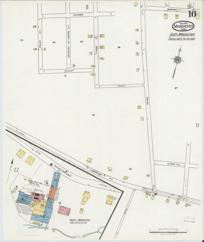 Sanborn Fire Insurance Map from Manchester, Hartford County, Connecticut (1919), Sheet #0010 - Complete Map Set gallery image, historic Sanborn map, vintage wall art, Connecticut Connecticut
