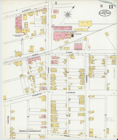 Sanborn Fire Insurance Map from Lewistown, Mifflin County, Pennsylvania (1904), Sheet #0011 - Historic Sanborn Fire Insurance Map Print, vintage old map wall art, antique decor, genealogy gift, Pennsylvania Pennsylvania map