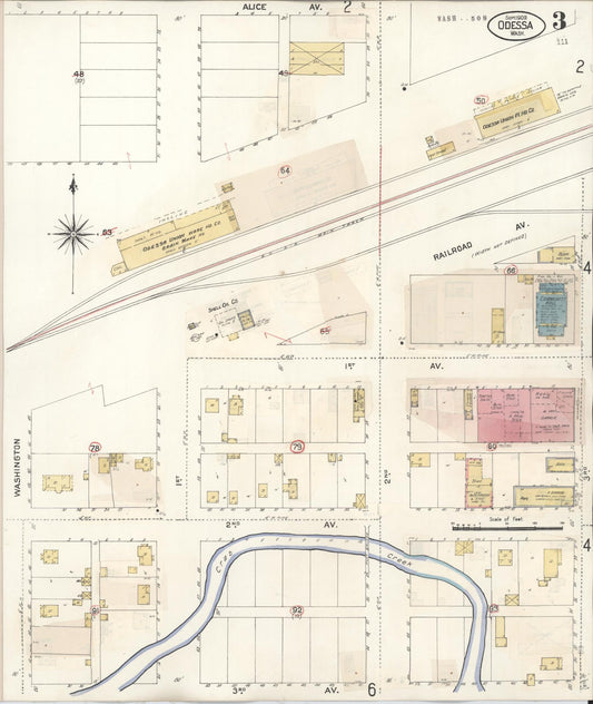Sanborn Fire Insurance Map from Odessa, Lincoln County, Washington (1930), Sheet #0003 - Historic Sanborn Fire Insurance Map Print, vintage old map wall art, antique decor, genealogy gift, Washington Washington map