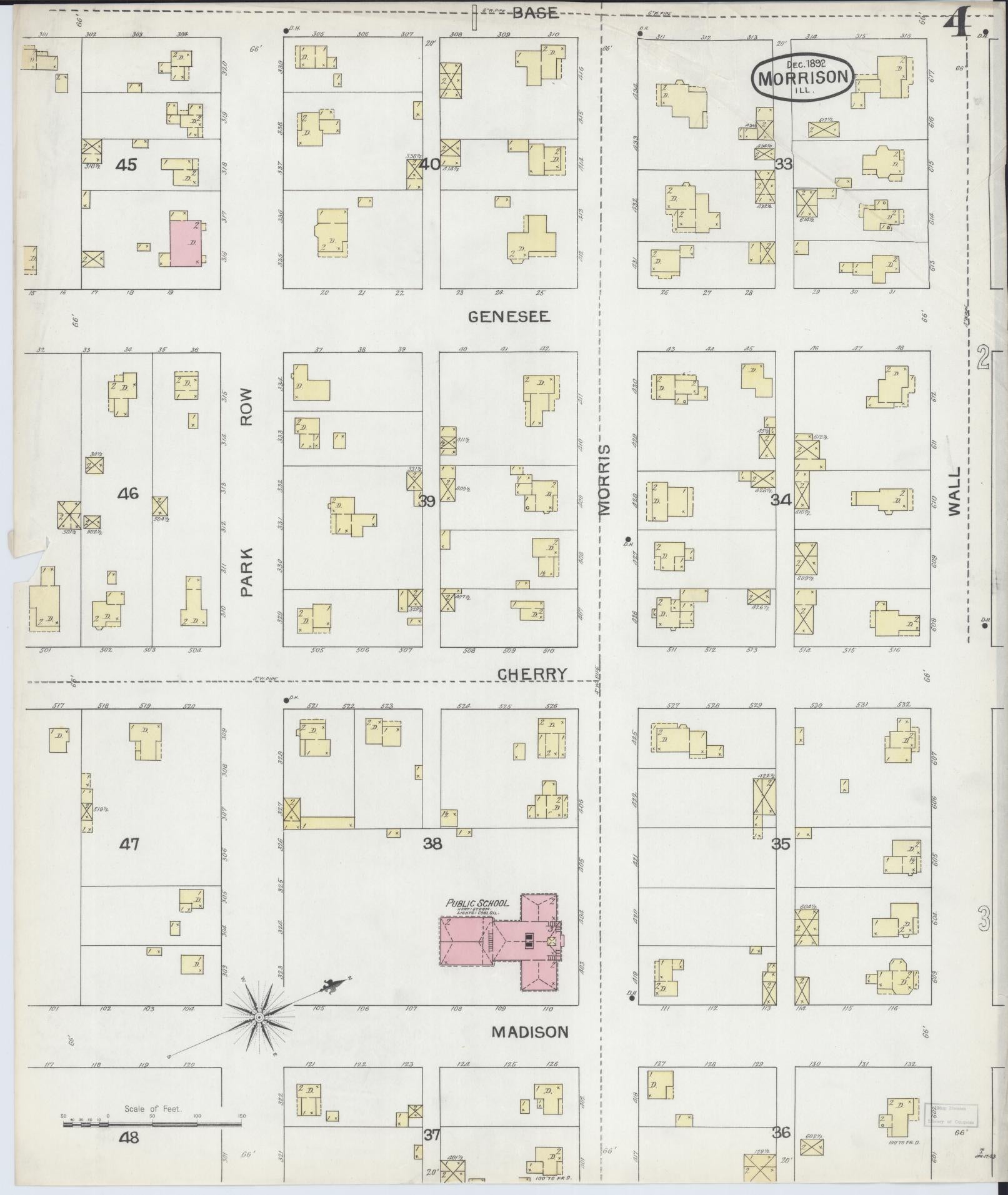 Sanborn Fire Insurance Map from Morrison, Whiteside County, Illinois (1892), Sheet #0004 - Historic Sanborn Fire Insurance Map Print, vintage old map wall art, antique decor, genealogy gift, Illinois Illinois map