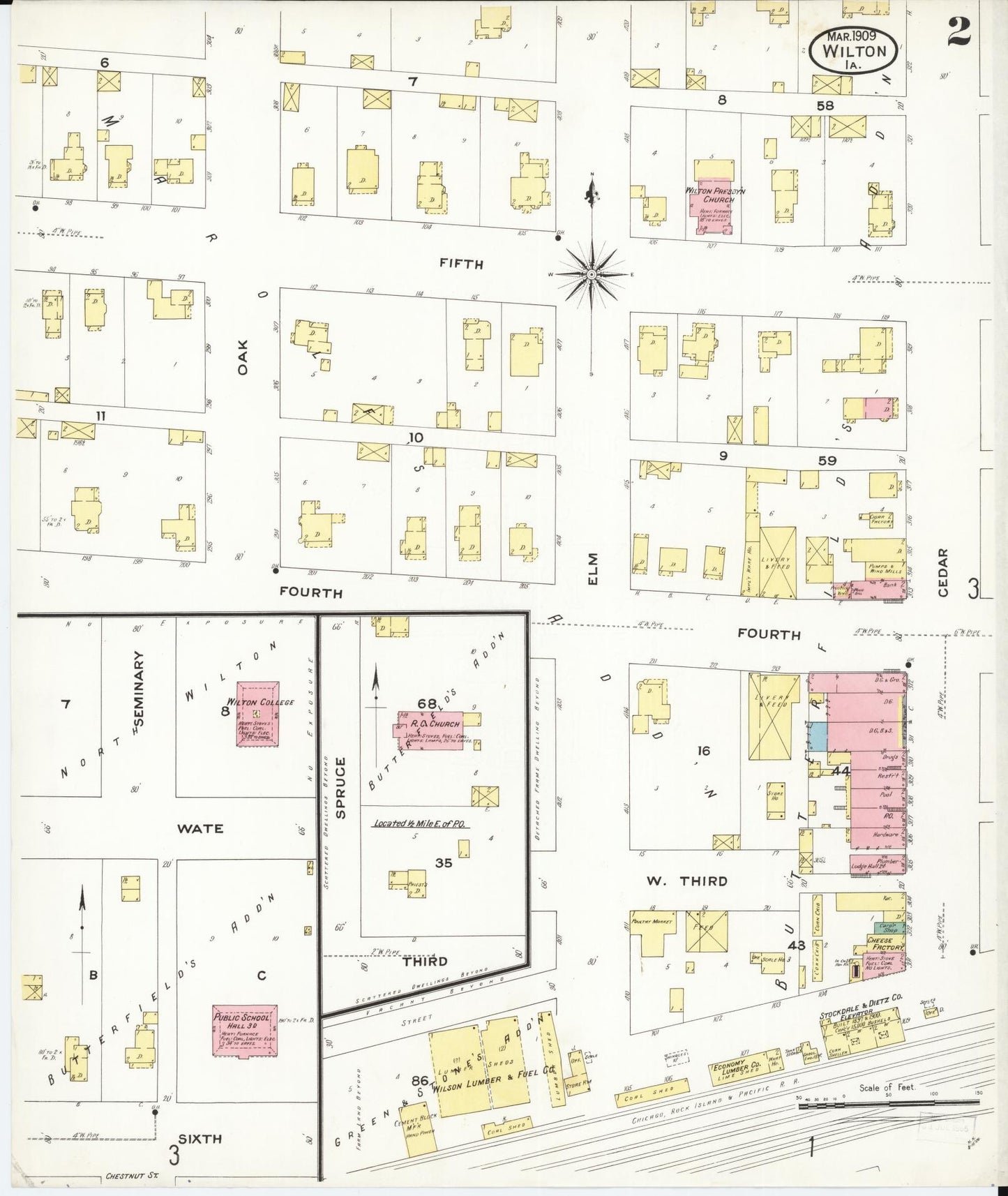 Sanborn Fire Insurance Map from Wilton Junction, Muscatine County, Iowa (1909), Sheet #0002 - Historic Sanborn Fire Insurance Map Print