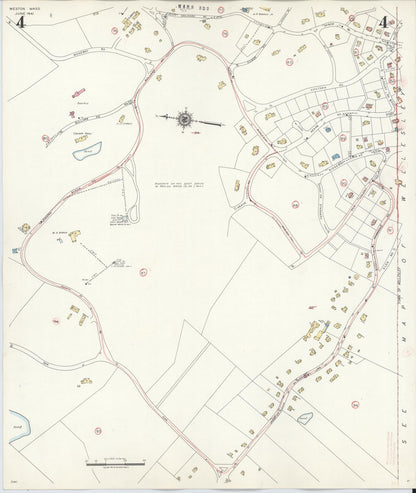 Sanborn Fire Insurance Map from Weston, Middlesex County, Massachusetts (1941), Sheet #0004 - Historic Sanborn Fire Insurance Map Print, vintage old map wall art, antique decor, genealogy gift, Massachusetts Massachusetts map