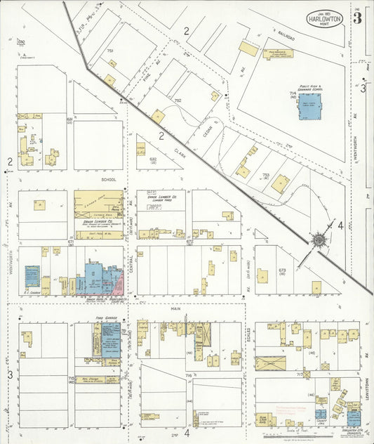 Sanborn Fire Insurance Map from Harlowton, Wheatland County, Montana (1921), Sheet #0003 - Historic Sanborn Fire Insurance Map Print, vintage old map wall art, antique decor, genealogy gift, Montana Montana map