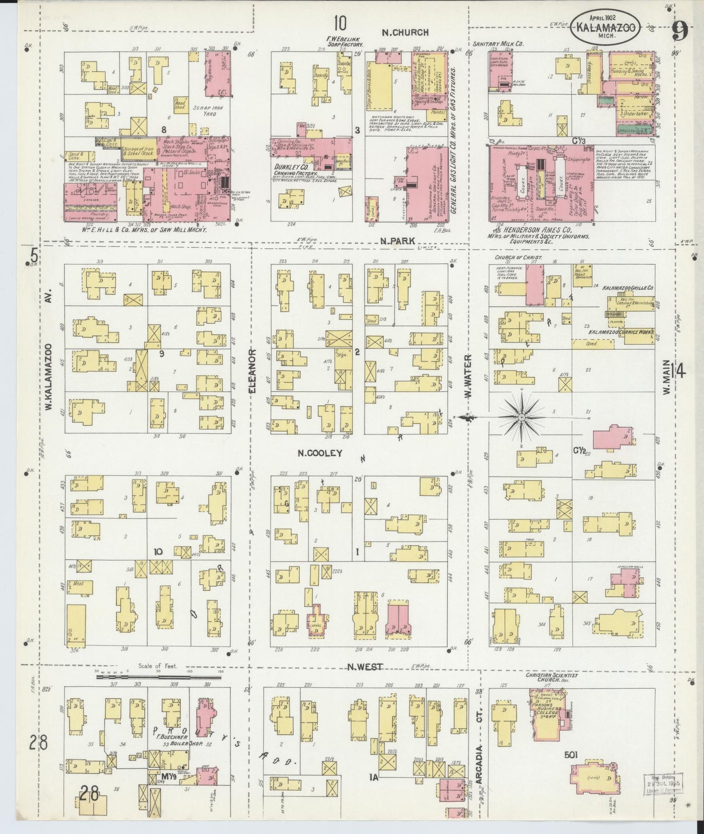 Sanborn Fire Insurance Map from Kalamazoo, Kalamazoo County, Michigan (1902), Sheet #0009 - Complete Map Set gallery image, historic Sanborn map, vintage wall art, Michigan Michigan