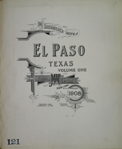 Sanborn Fire Insurance Map from El Paso, El Paso County, Texas (1948), Sheet #0001 - Historic Sanborn Fire Insurance Map Print, vintage old map wall art, antique decor, genealogy gift, Texas Texas map