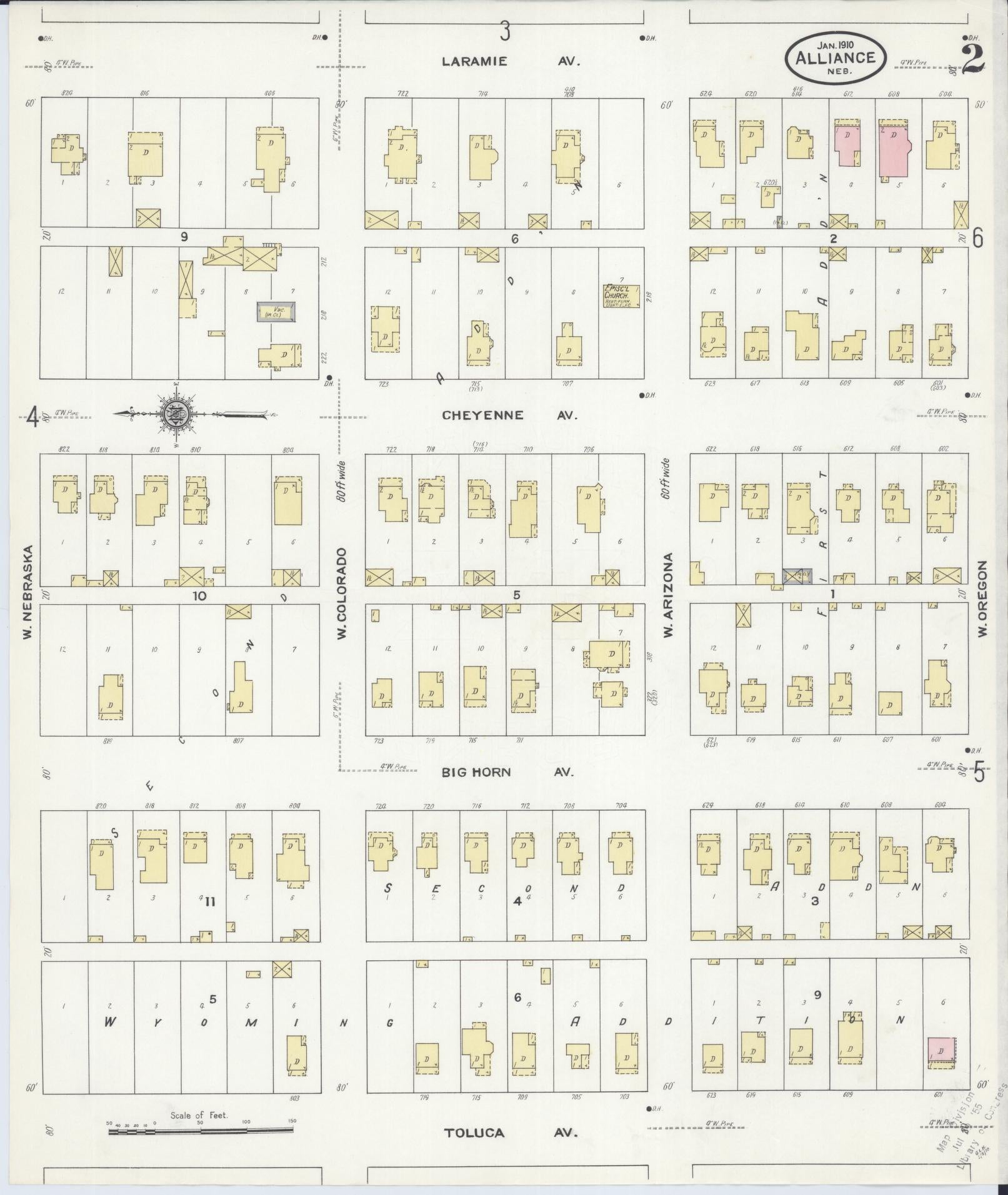 Sanborn Fire Insurance Map from Alliance, Box Butte County, Nebraska (1910), Sheet #0002 - Historic Sanborn Fire Insurance Map Print, vintage old map wall art, antique decor, genealogy gift, Nebraska Nebraska map
