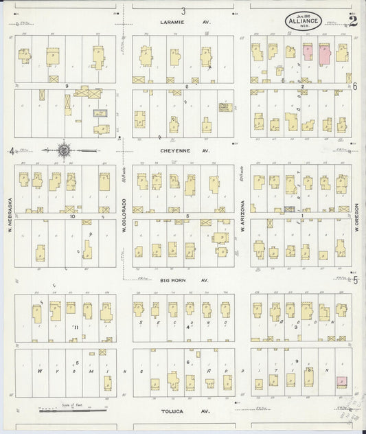 Sanborn Fire Insurance Map from Alliance, Box Butte County, Nebraska (1910), Sheet #0002 - Historic Sanborn Fire Insurance Map Print, vintage old map wall art, antique decor, genealogy gift, Nebraska Nebraska map