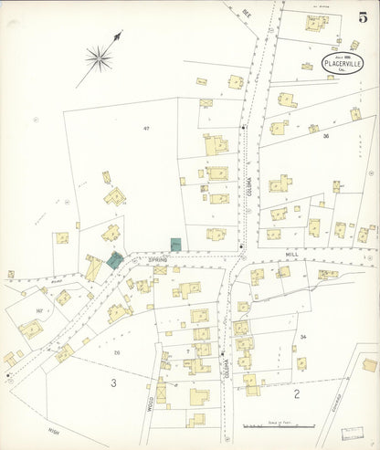 Sanborn Fire Insurance Map from Placerville, El Dorado County, California (1899), Sheet #0005 - Complete Map Set gallery image, historic Sanborn map, vintage wall art, California California