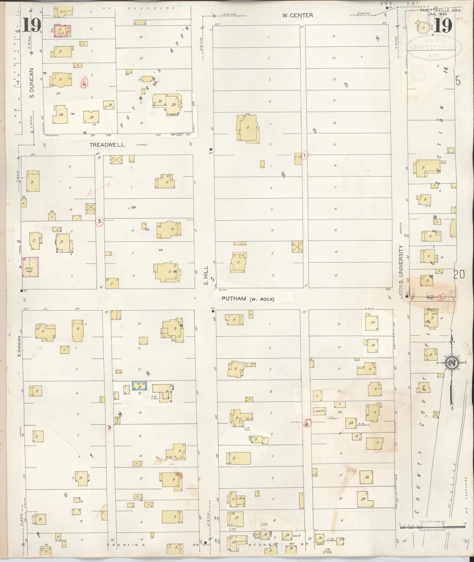 Sanborn Fire Insurance Map from Fayetteville, Washington County, Arkansas (1948), Sheet #0019 - Complete Map Set gallery image, historic Sanborn map, vintage wall art, Arkansas Arkansas