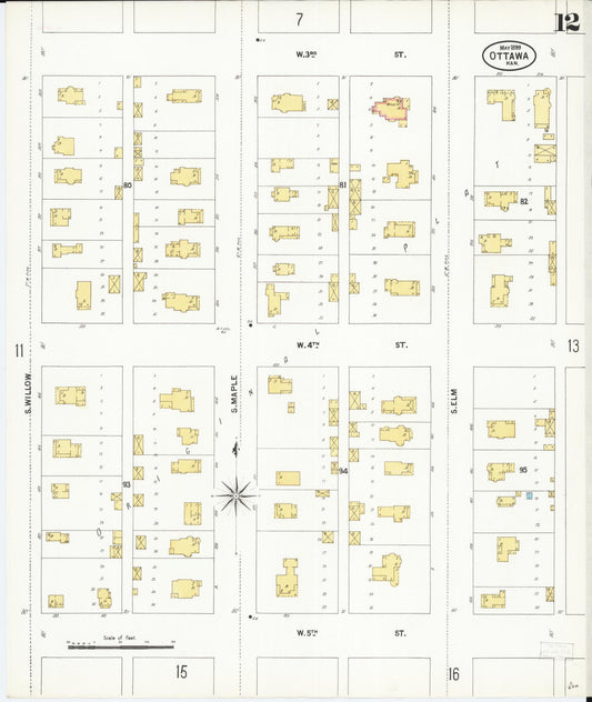 Sanborn Fire Insurance Map from Ottawa, Franklin County, Kansas (1899), Sheet #0012 - Historic Sanborn Fire Insurance Map Print, vintage old map wall art, antique decor, genealogy gift, Kansas Kansas map