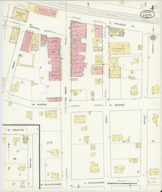 Sanborn Fire Insurance Map from Cairo, Grady County, Georgia (1912), Sheet #0004 - Historic Sanborn Fire Insurance Map Print, vintage old map wall art, antique decor, genealogy gift, Georgia Georgia map