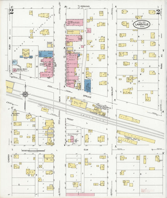 Sanborn Fire Insurance Map from Lakeville, Dakota County, Minnesota (1930), Sheet #0002 - Historic Sanborn Fire Insurance Map Print, vintage old map wall art, antique decor, genealogy gift, Minnesota Minnesota map