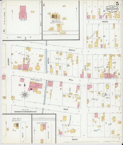 Sanborn Fire Insurance Map from Mascoutah, Saint Clair County, Illinois (1900), Sheet #0005 - Complete Map Set gallery image, historic Sanborn map, vintage wall art, Illinois Illinois
