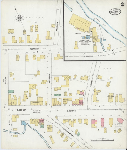 Sanborn Fire Insurance Map from Manlius, Onondaga County, New York (1899), Sheet #0002 - Historic Sanborn Fire Insurance Map Print, vintage old map wall art, antique decor, genealogy gift, New York New York map
