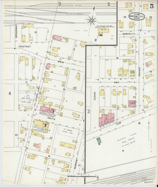 Sanborn Fire Insurance Map from Union City, Randolph County, Indiana (1896), Sheet #0005 - Historic Sanborn Fire Insurance Map Print, vintage old map wall art, antique decor, genealogy gift, Indiana Indiana map