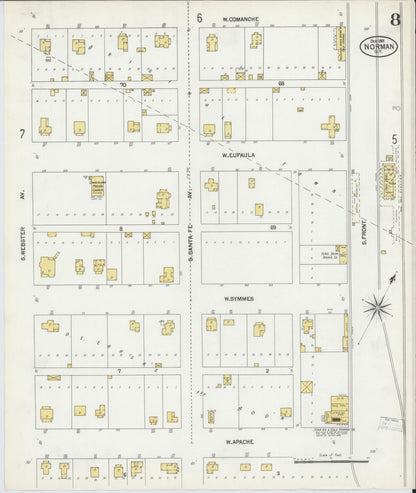 Sanborn Fire Insurance Map from Norman, Cleveland County, Oklahoma (1901), Sheet #0008 - Complete Map Set gallery image, historic Sanborn map, vintage wall art, Oklahoma Oklahoma