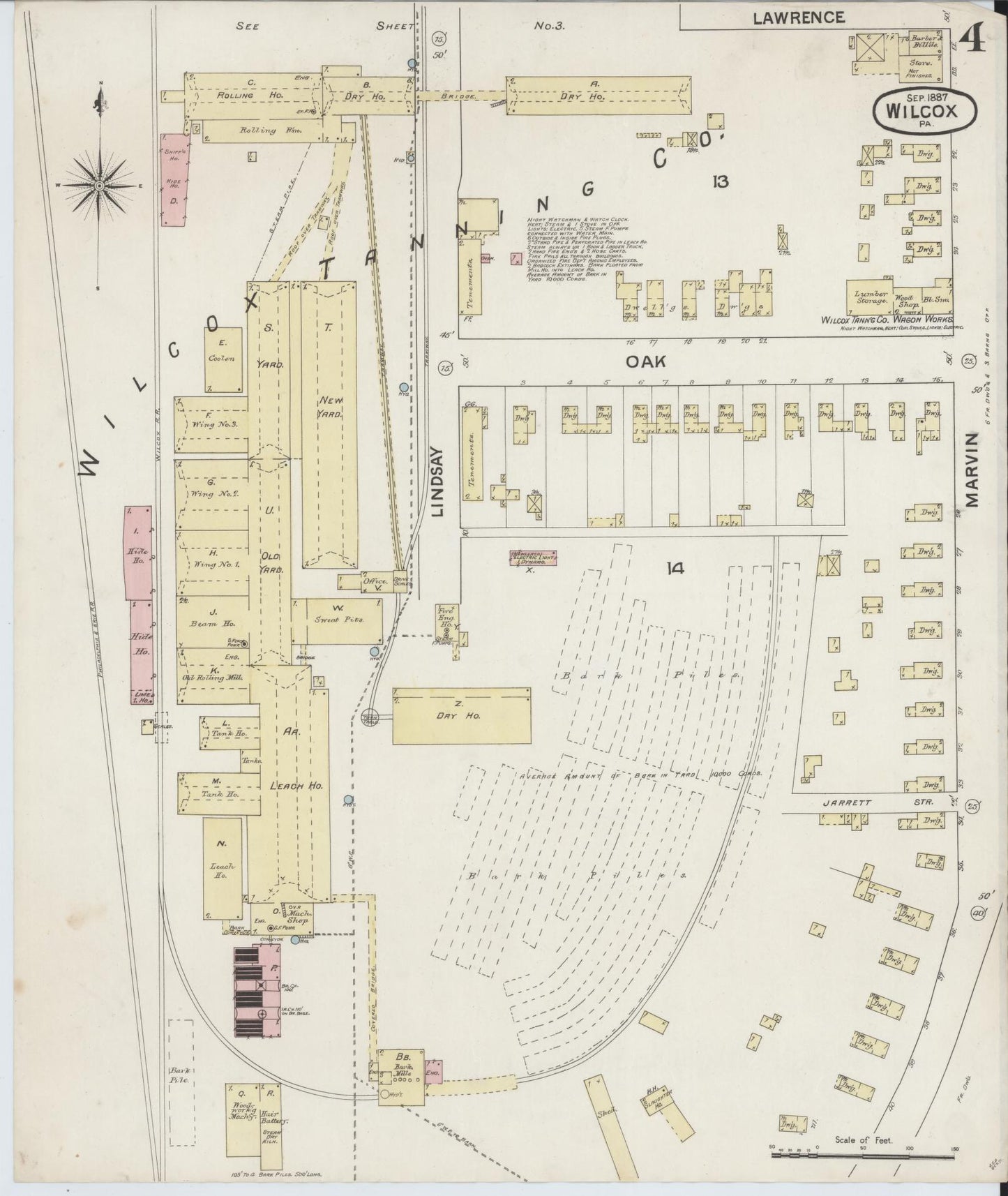Sanborn Fire Insurance Map from Wilcox, Elk County, Pennsylvania (1887), Sheet #0004 - Historic Sanborn Fire Insurance Map Print, vintage old map wall art, antique decor, genealogy gift, Pennsylvania Pennsylvania map