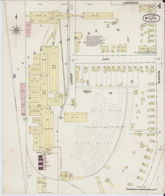 Sanborn Fire Insurance Map from Wilcox, Elk County, Pennsylvania (1887), Sheet #0004 - Historic Sanborn Fire Insurance Map Print, vintage old map wall art, antique decor, genealogy gift, Pennsylvania Pennsylvania map