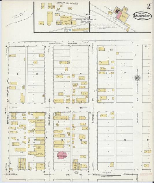 Sanborn Fire Insurance Map from Mountain Iron, Saint Louis County, Minnesota (1921), Sheet #0002 - Historic Sanborn Fire Insurance Map Print, vintage old map wall art, antique decor, genealogy gift, Minnesota Minnesota map