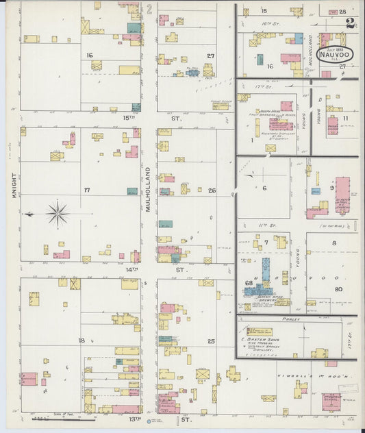 Sanborn Fire Insurance Map from Nauvoo, Hancock County, Illinois (1893), Sheet #0002 - Historic Sanborn Fire Insurance Map Print, vintage old map wall art, antique decor, genealogy gift, Illinois Illinois map