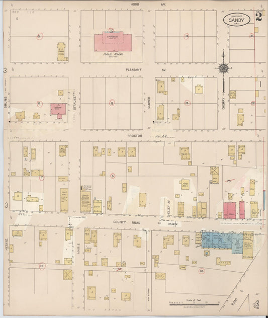 Sanborn Fire Insurance Map from Sandy, Clackamas County, Oregon (1931), Sheet #0002 - Historic Sanborn Fire Insurance Map Print, vintage old map wall art, antique decor, genealogy gift, Oregon Oregon map