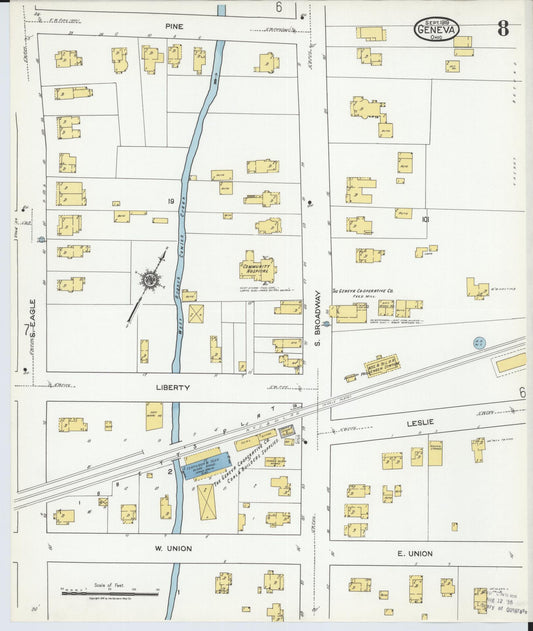 Sanborn Fire Insurance Map from Geneva, Ashtabula County, Ohio (1919), Sheet #0008 - Historic Sanborn Fire Insurance Map Print, vintage old map wall art, antique decor, genealogy gift, Ohio Ohio map
