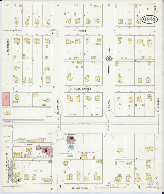 Sanborn Fire Insurance Map from Abingdon, Knox County, Illinois (1912), Sheet #0007 - Historic Sanborn Fire Insurance Map Print, vintage old map wall art, antique decor, genealogy gift, Illinois Illinois map