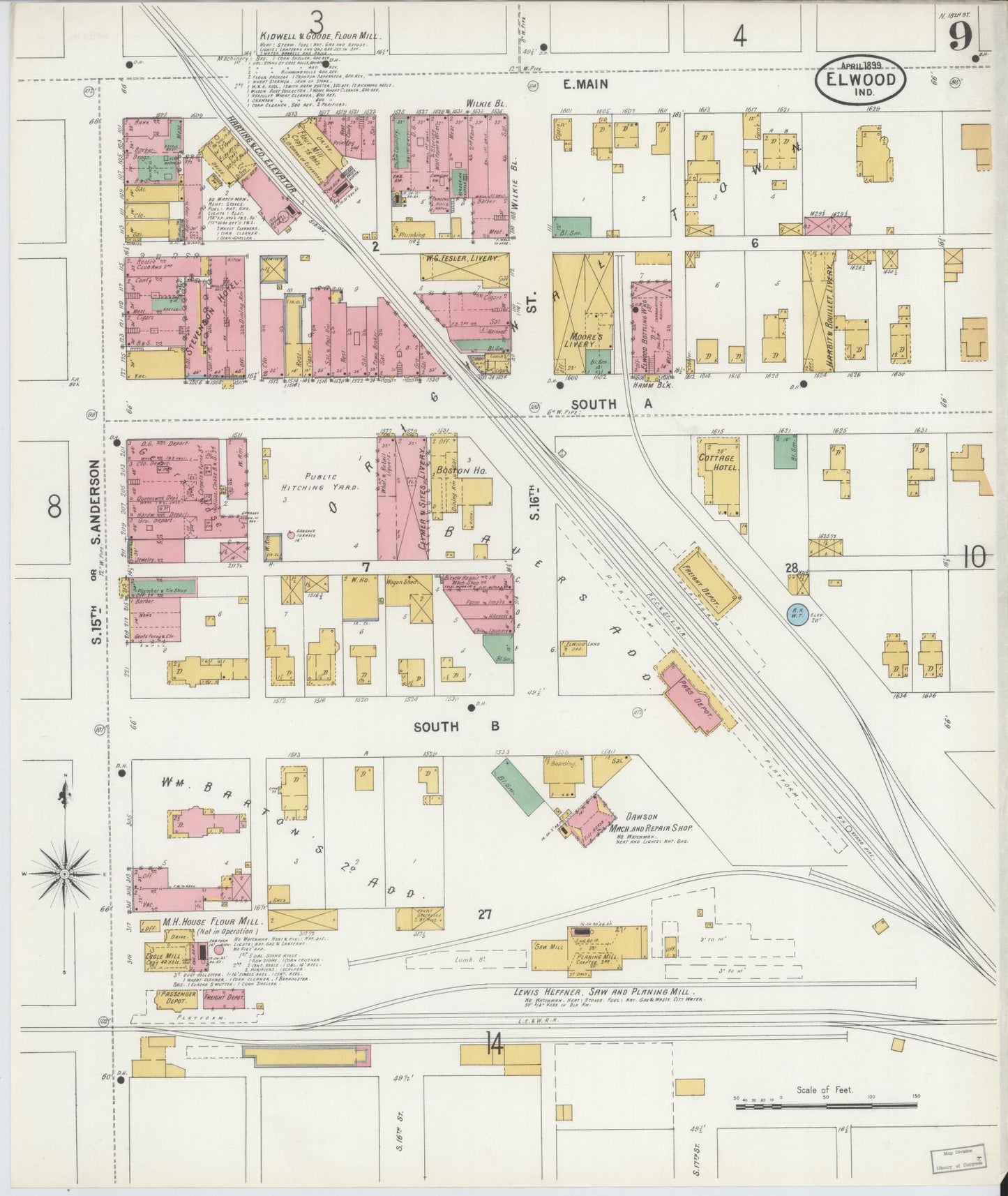 Sanborn Fire Insurance Map from Elwood, Madison County, Indiana (1899), Sheet #0009 - Complete Map Set gallery image, historic Sanborn map, vintage wall art, Indiana Indiana