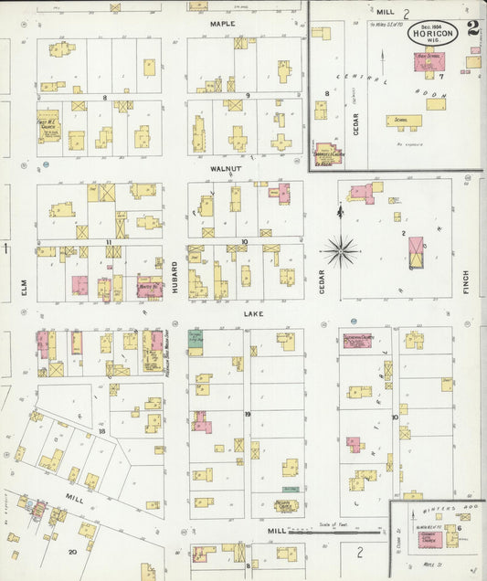 Sanborn Fire Insurance Map from Horicon, Dodge County, Wisconsin (1904), Sheet #0002 - Historic Sanborn Fire Insurance Map Print, vintage old map wall art, antique decor, genealogy gift, Wisconsin Wisconsin map
