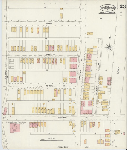 Sanborn Fire Insurance Map from Turtle Creek Valley, Allegheny County, Pennsylvania (1906), Sheet #0023 - Historic Sanborn Fire Insurance Map Print, vintage old map wall art, antique decor, genealogy gift, Pennsylvania Pennsylvania map