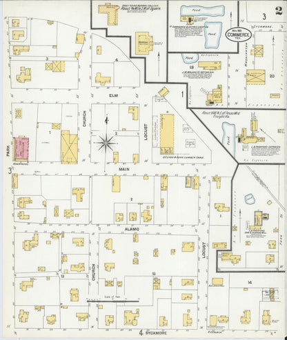 Sanborn Fire Insurance Map from Commerce, Hunt County, Texas (1901), Sheet #0002 - Historic Sanborn Fire Insurance Map Print, vintage old map wall art, antique decor, genealogy gift, Texas Texas map