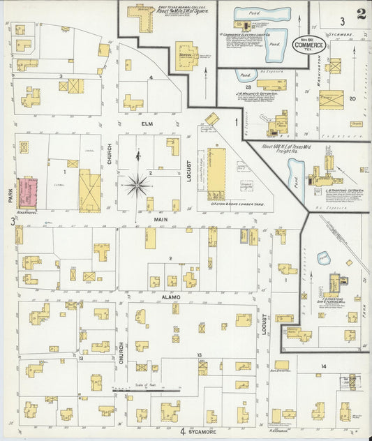 Sanborn Fire Insurance Map from Commerce, Hunt County, Texas (1901), Sheet #0002 - Historic Sanborn Fire Insurance Map Print, vintage old map wall art, antique decor, genealogy gift, Texas Texas map