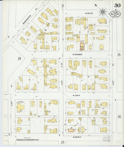 Sanborn Fire Insurance Map from Alpena, Alpena County, Michigan (1901), Sheet #0030 - Complete Map Set gallery image, historic Sanborn map, vintage wall art, Michigan Michigan
