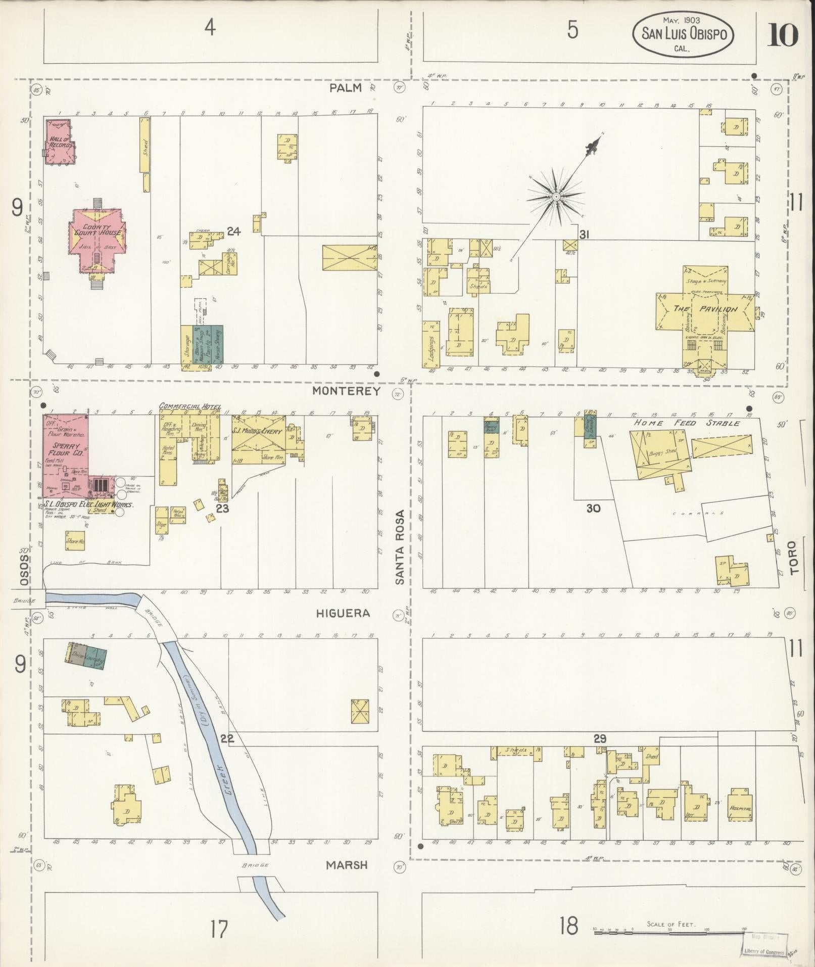 Sanborn Fire Insurance Map from San Luis Obispo, San Luis Obispo County, California (1903), Sheet #0010 - Complete Map Set gallery image, historic Sanborn map, vintage wall art, California California