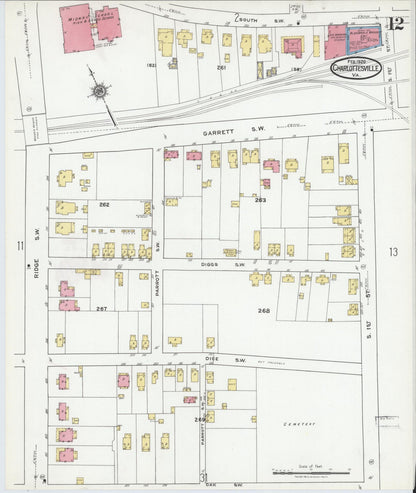 Sanborn Fire Insurance Map from Charlottesville, Independent Cities, Virginia (1920), Sheet #0012 - Complete Map Set gallery image, historic Sanborn map, vintage wall art, Virginia Virginia