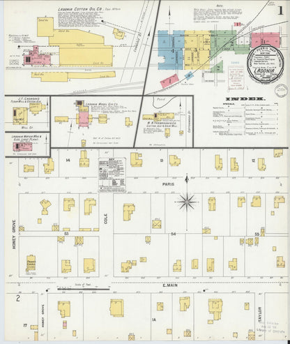 Sanborn Fire Insurance Map from Ladonia, Fannin County, Texas (1900), Sheet #0001 - Historic Sanborn Fire Insurance Map Print, vintage old map wall art, antique decor, genealogy gift, Texas Texas map