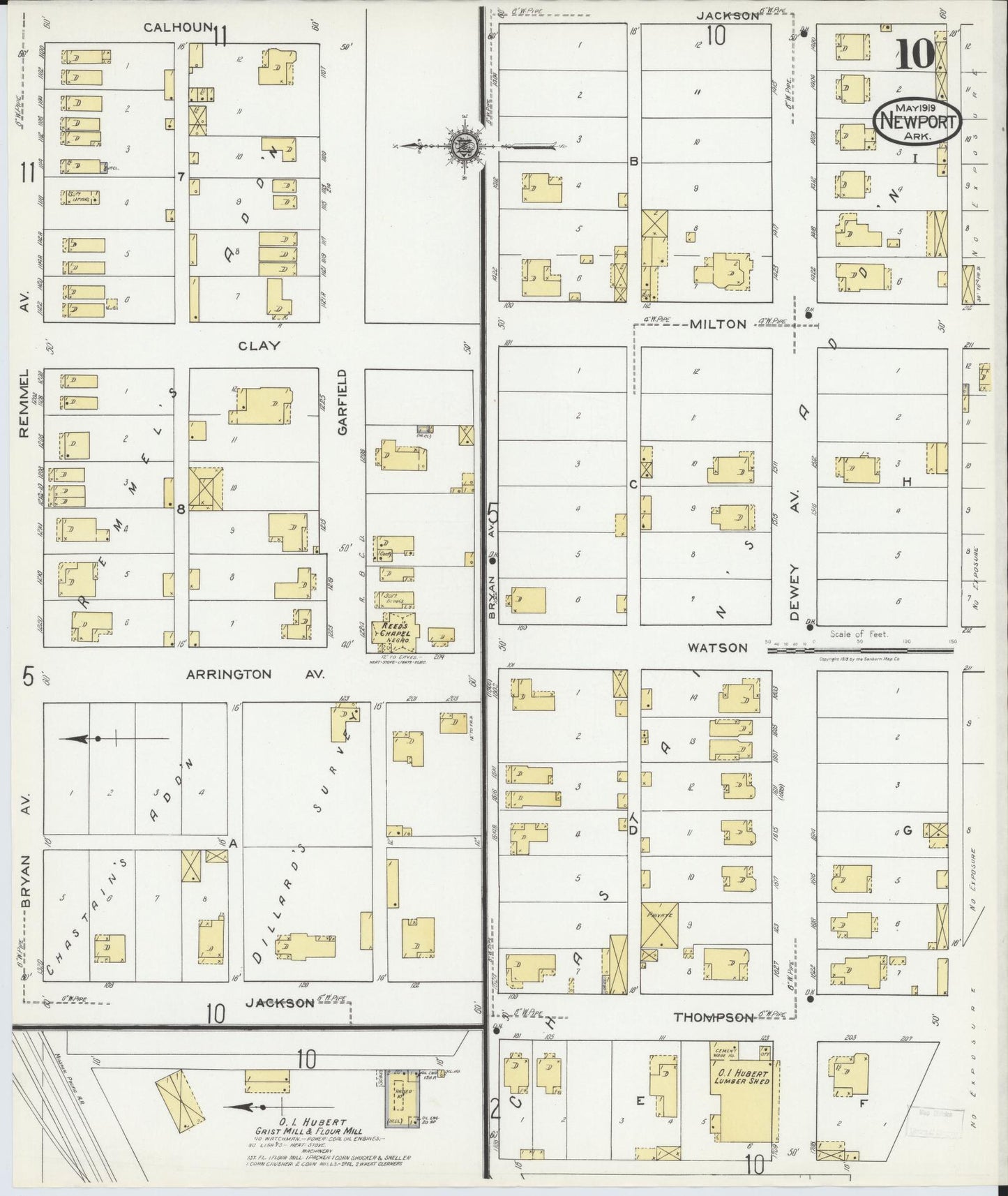 Sanborn Fire Insurance Map from Newport, Jackson County, Arkansas (1919), Sheet #0010 - Historic Sanborn Fire Insurance Map Print, vintage old map wall art, antique decor, genealogy gift, Arkansas Arkansas map