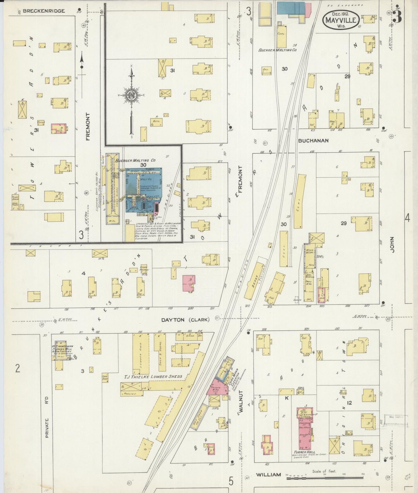 Sanborn Fire Insurance Map from Mayville, Dodge County, Wisconsin (1912), Sheet #0003 - Complete Map Set gallery image, historic Sanborn map, vintage wall art, Wisconsin Wisconsin