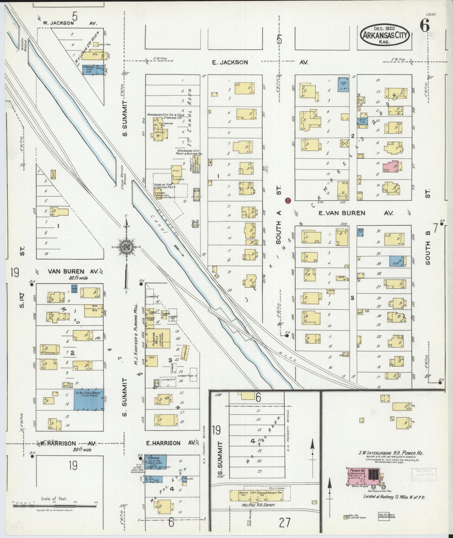 Sanborn Fire Insurance Map from Arkansas City, Cowley County, Kansas (1920), Sheet #0006 - Complete Map Set gallery image, historic Sanborn map, vintage wall art, Arkansas Arkansas