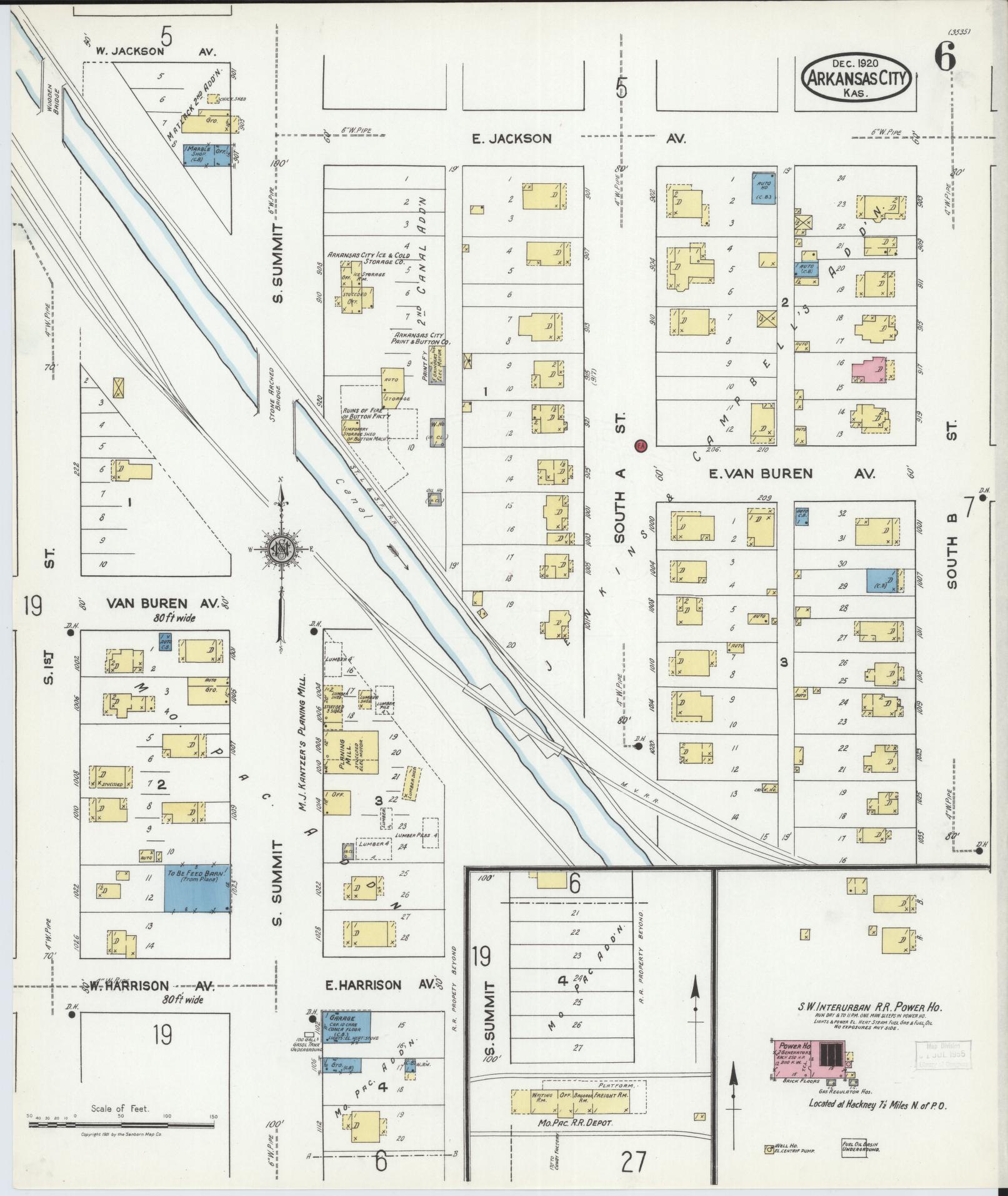 Sanborn Fire Insurance Map from Arkansas City, Cowley County, Kansas (1920), Sheet #0006 - Complete Map Set gallery image, historic Sanborn map, vintage wall art, Arkansas Arkansas